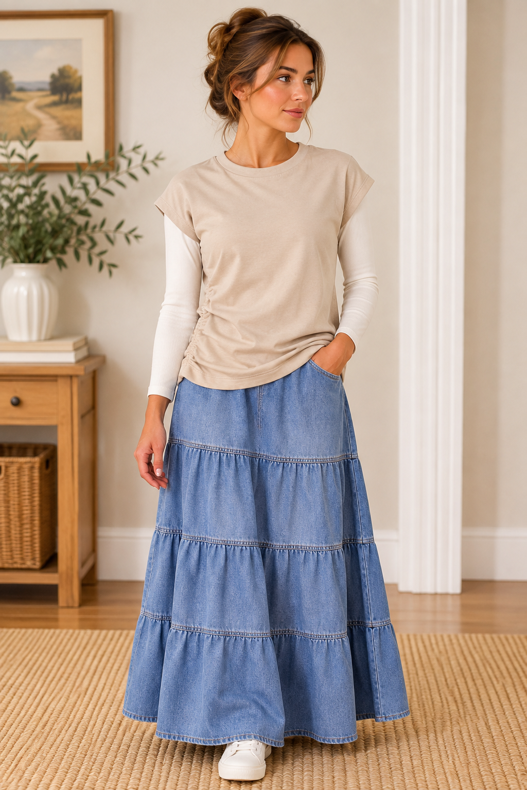 Gathered Grace Side-Ruched Ponte Top product image 1