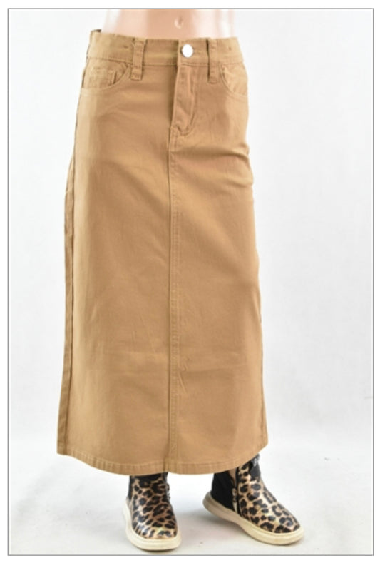Be-Girl 87812KD Khaki Girl's Long Maxi Skirt