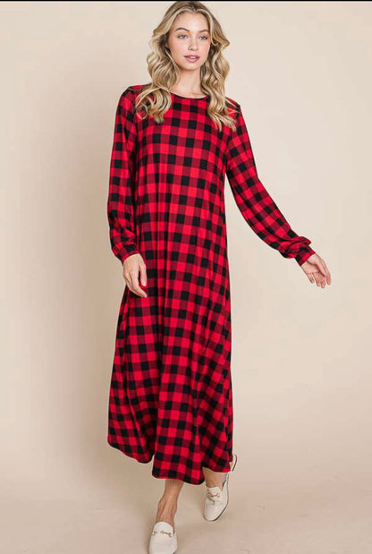 Bombom maxi dress Red Buffalo Plaid