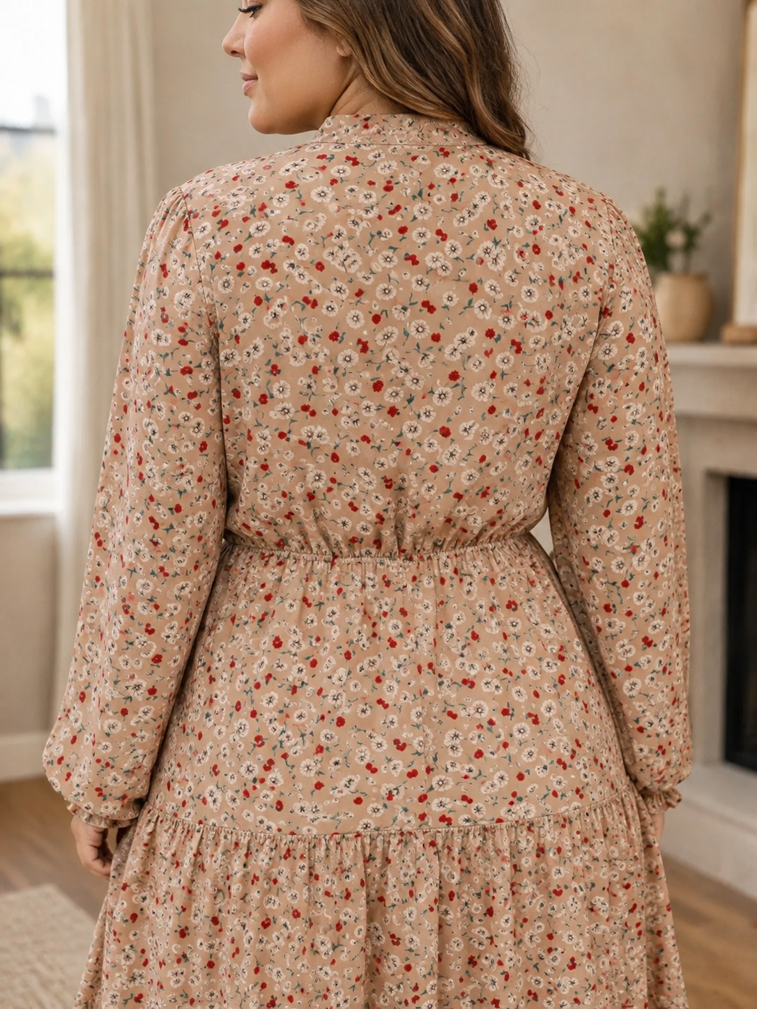 Plus Size Floral Button-Front Tiered Maxi Dress