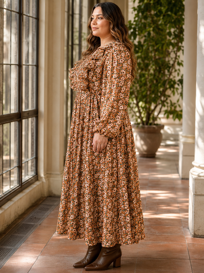 Floral Pleated Nursing-Friendly Maxi Dress