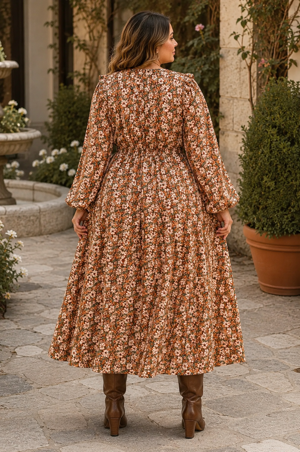 Floral Pleated Nursing-Friendly Maxi Dress