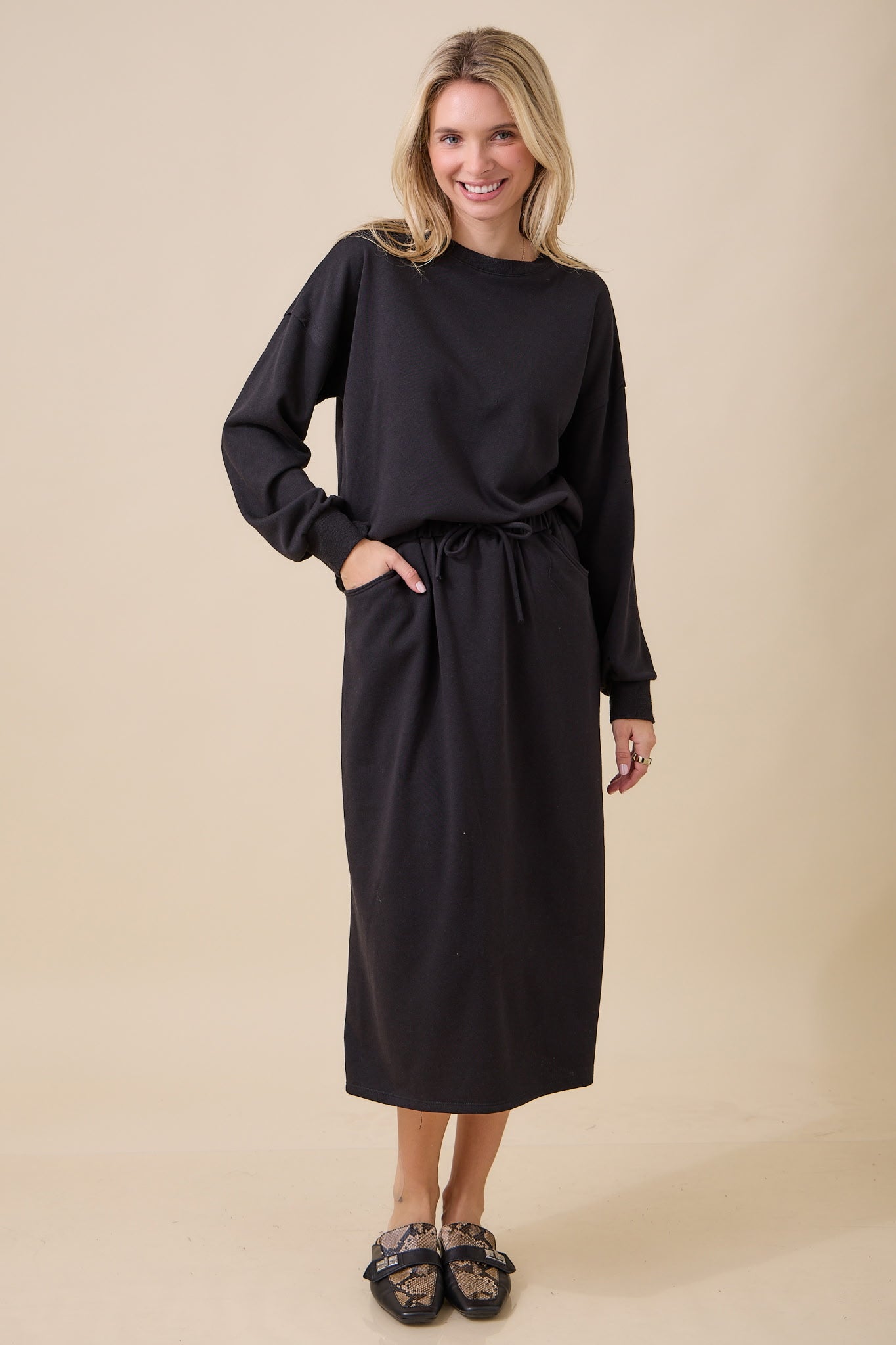 Comfy 2 piece Skirt Set with Pockets