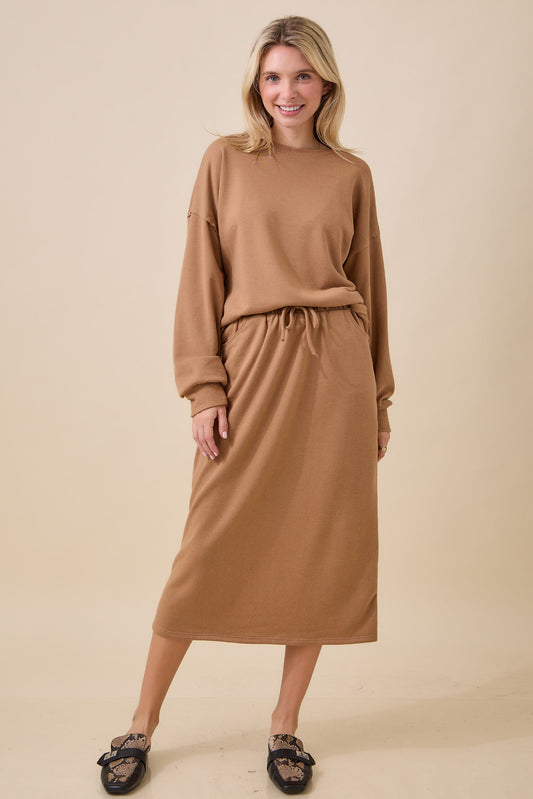 Comfy 2 piece Skirt Set with Pockets