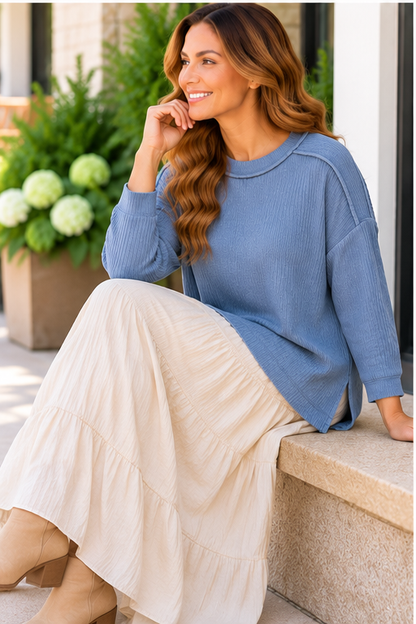 Zenana Easy Days Exposed-Seam Ribbed Top product image 8