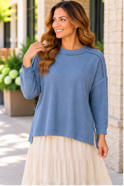 Zenana Easy Days Exposed-Seam Ribbed Top product image 6