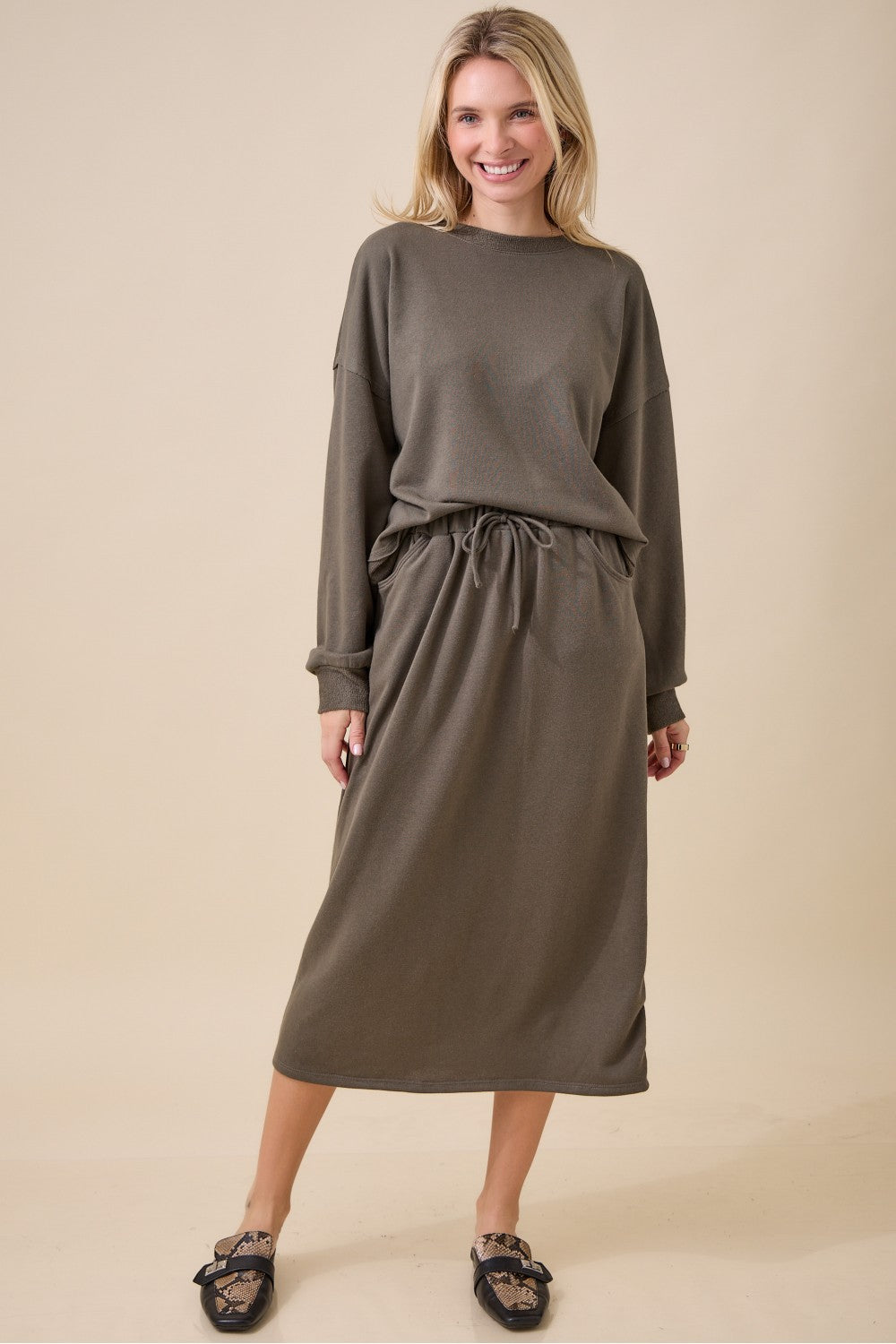 Comfy 2 piece Skirt Set with Pockets