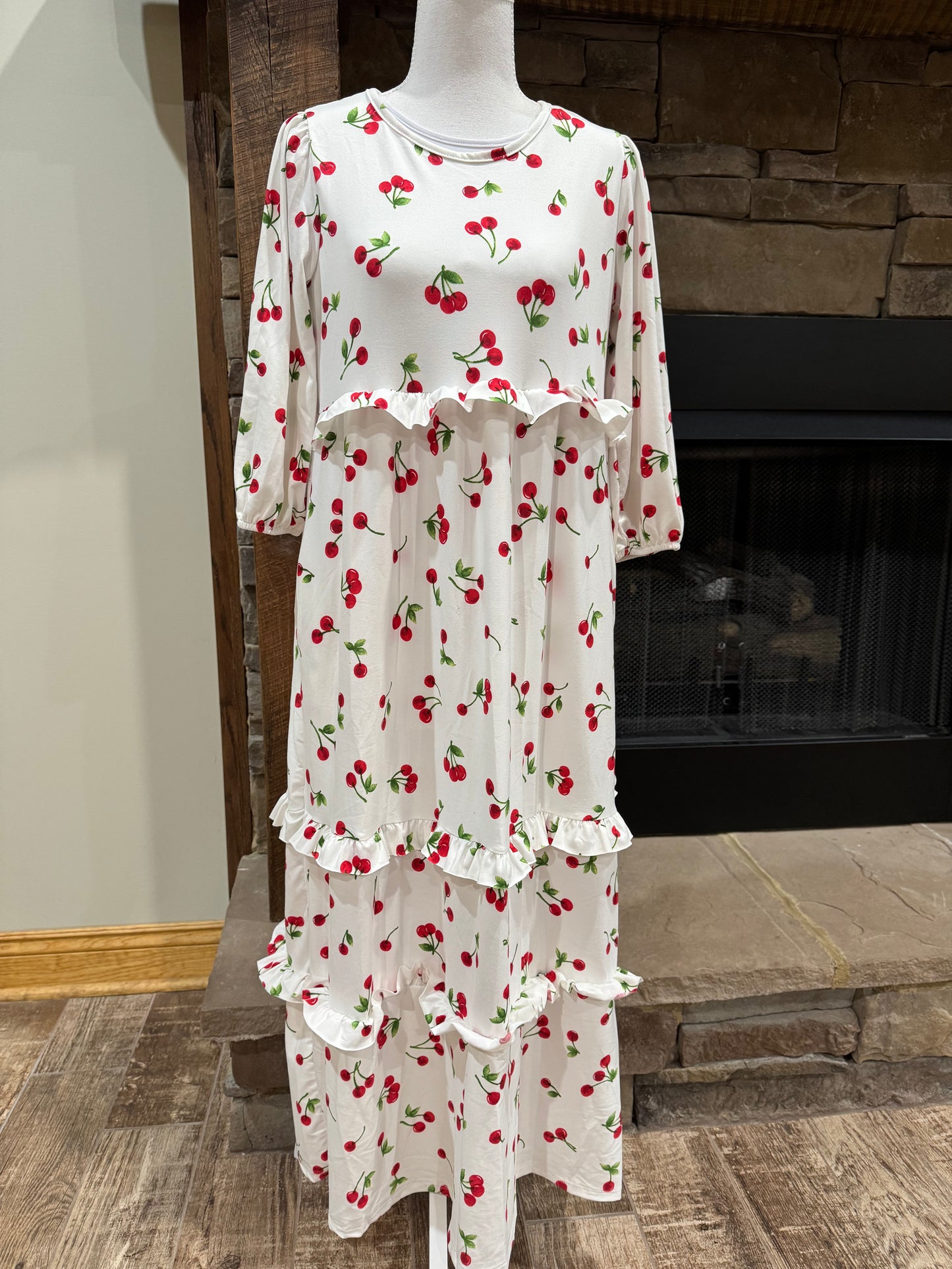 Cherry Delight Ruffle Tiered Maxi Dress