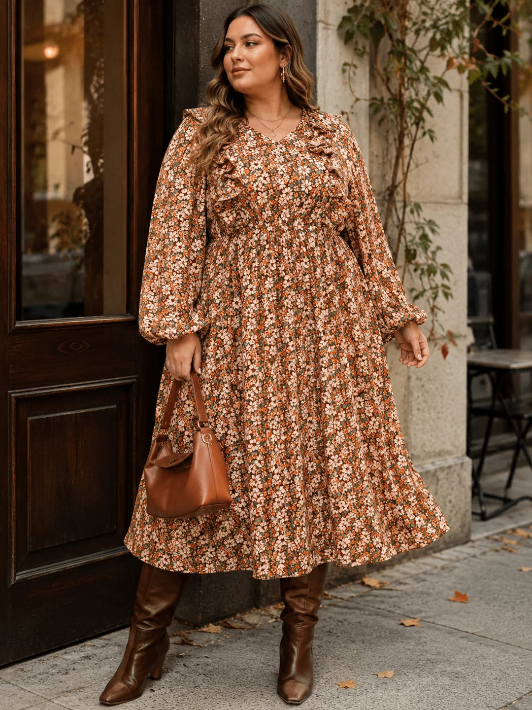 Floral Pleated Nursing-Friendly Maxi Dress