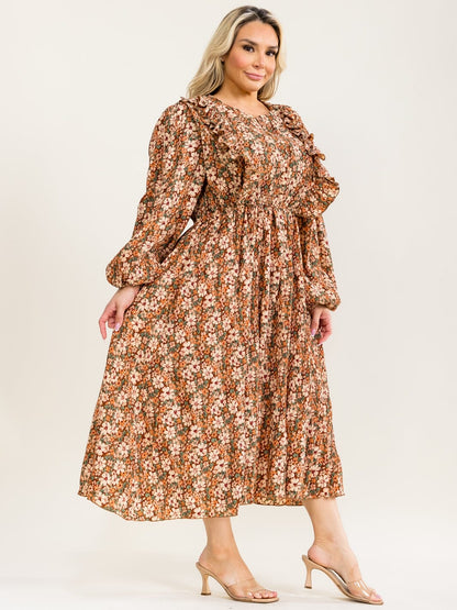 Floral Pleated Nursing-Friendly Maxi Dress