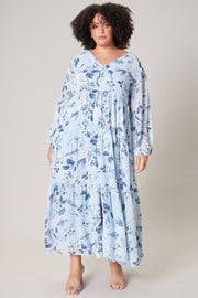 Cadaval Mabel Maxi Dress Blue Denim Floral alternate view