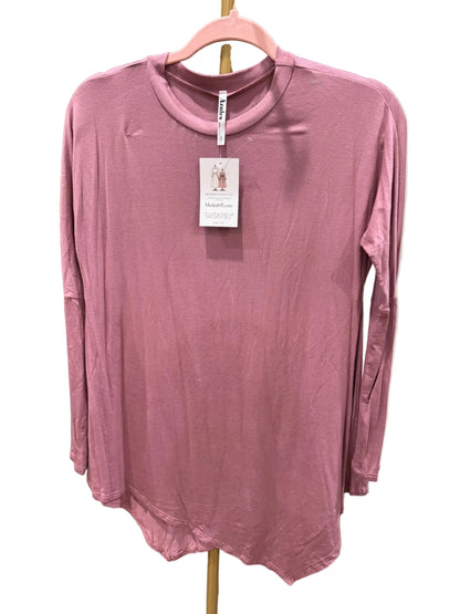 Azules asymmetrical hem long sleeve tunic top in Mauve