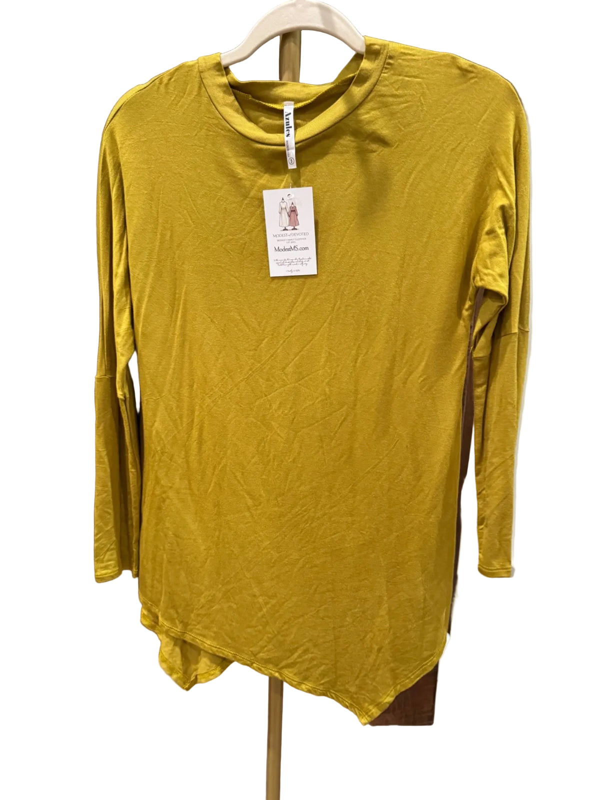 Azules asymmetrical hem long sleeve tunic top in Chartreuse