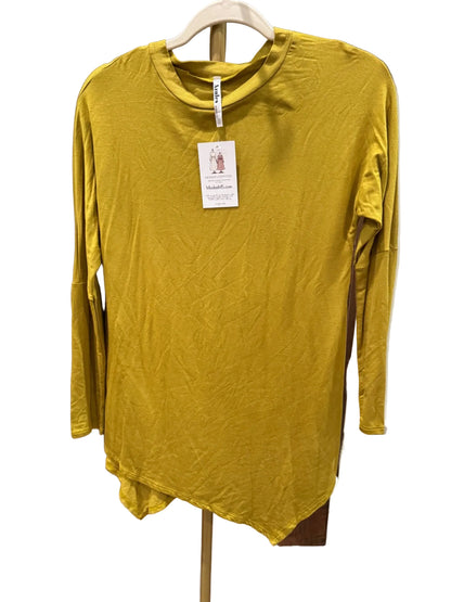 Azules asymmetrical hem long sleeve tunic top in Chartreuse