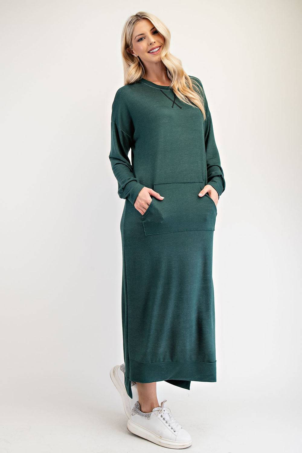 Sweatshirt Style Dress in Maxi Length from Celeste in Missy & Plus