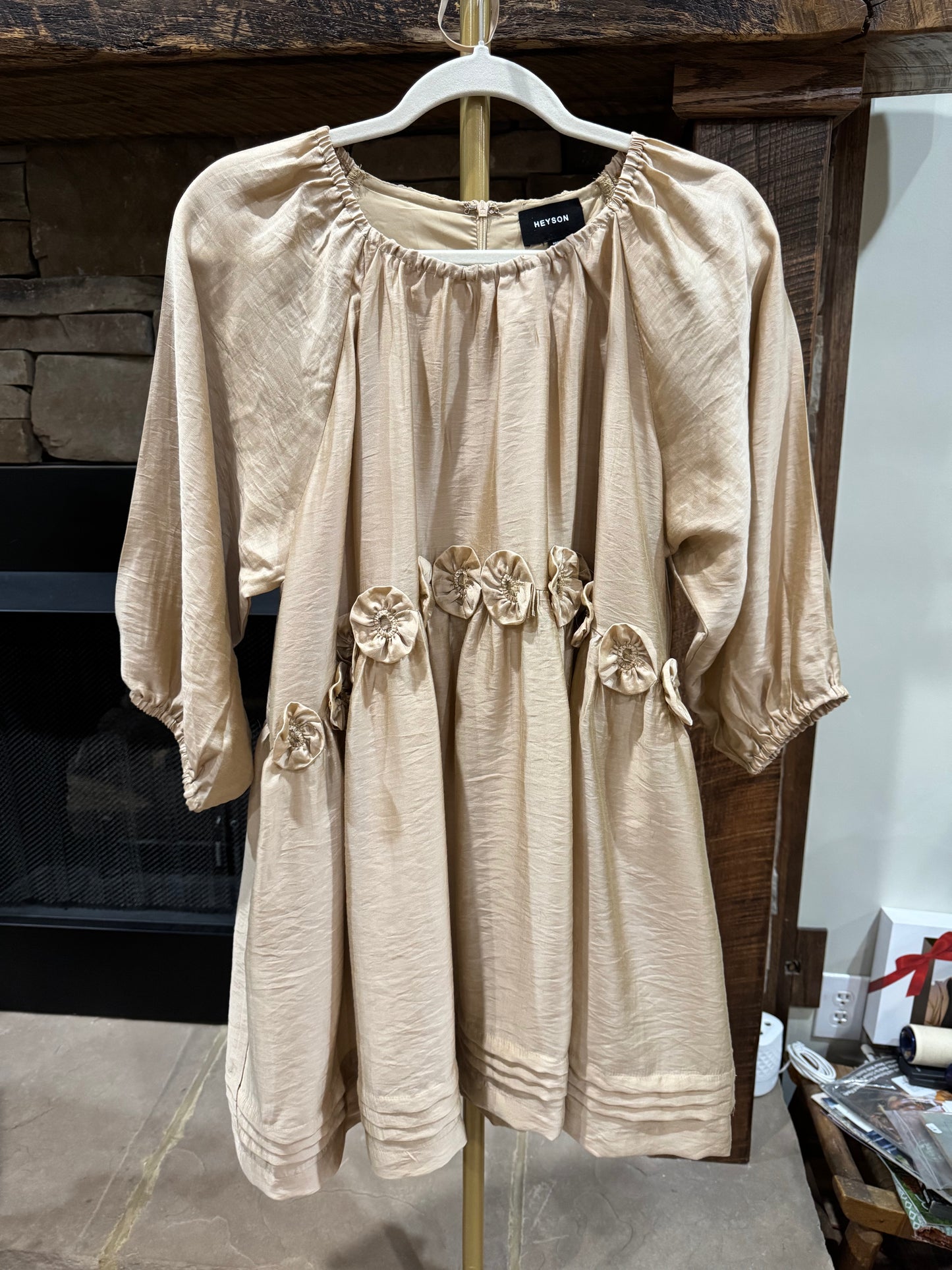 HEYSON Champagne Tencel Floral Appliqué Dress & Tunic lifestyle view 4