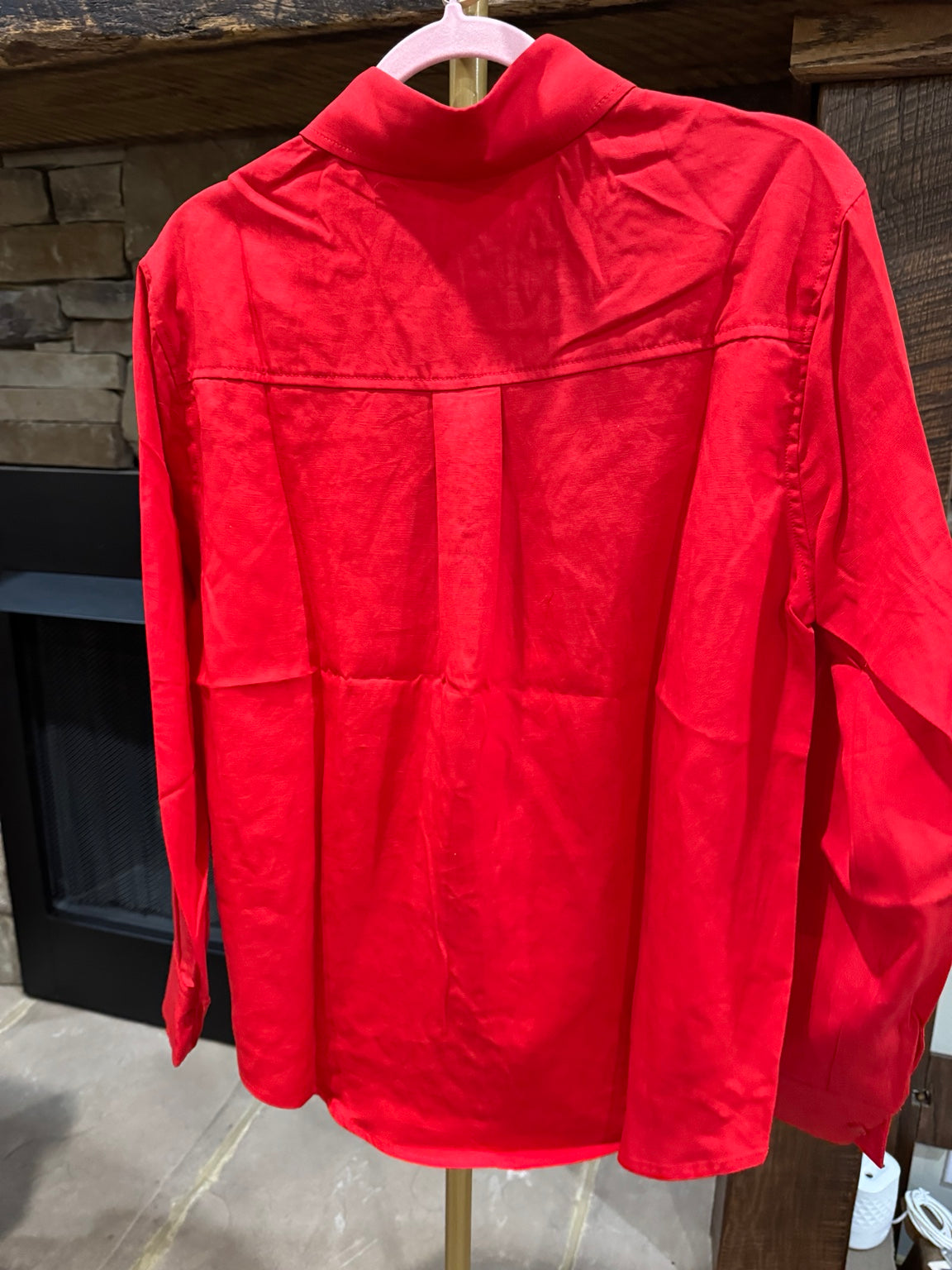 Double Zero red linen blend shirt back