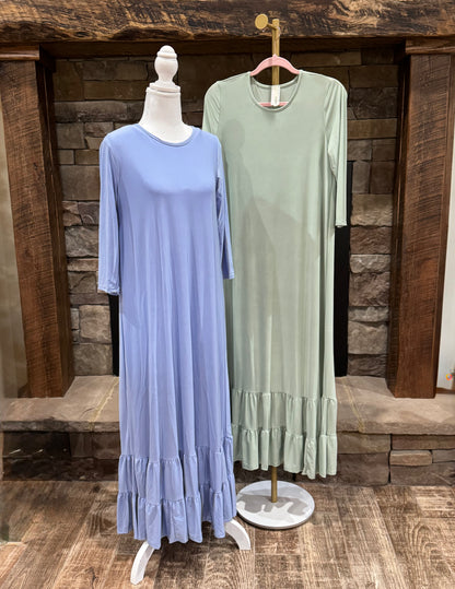 Elegant women's modest maxi dress from ModestAndDevoted, featuring flowing fabric and a comfortable, stylish design.