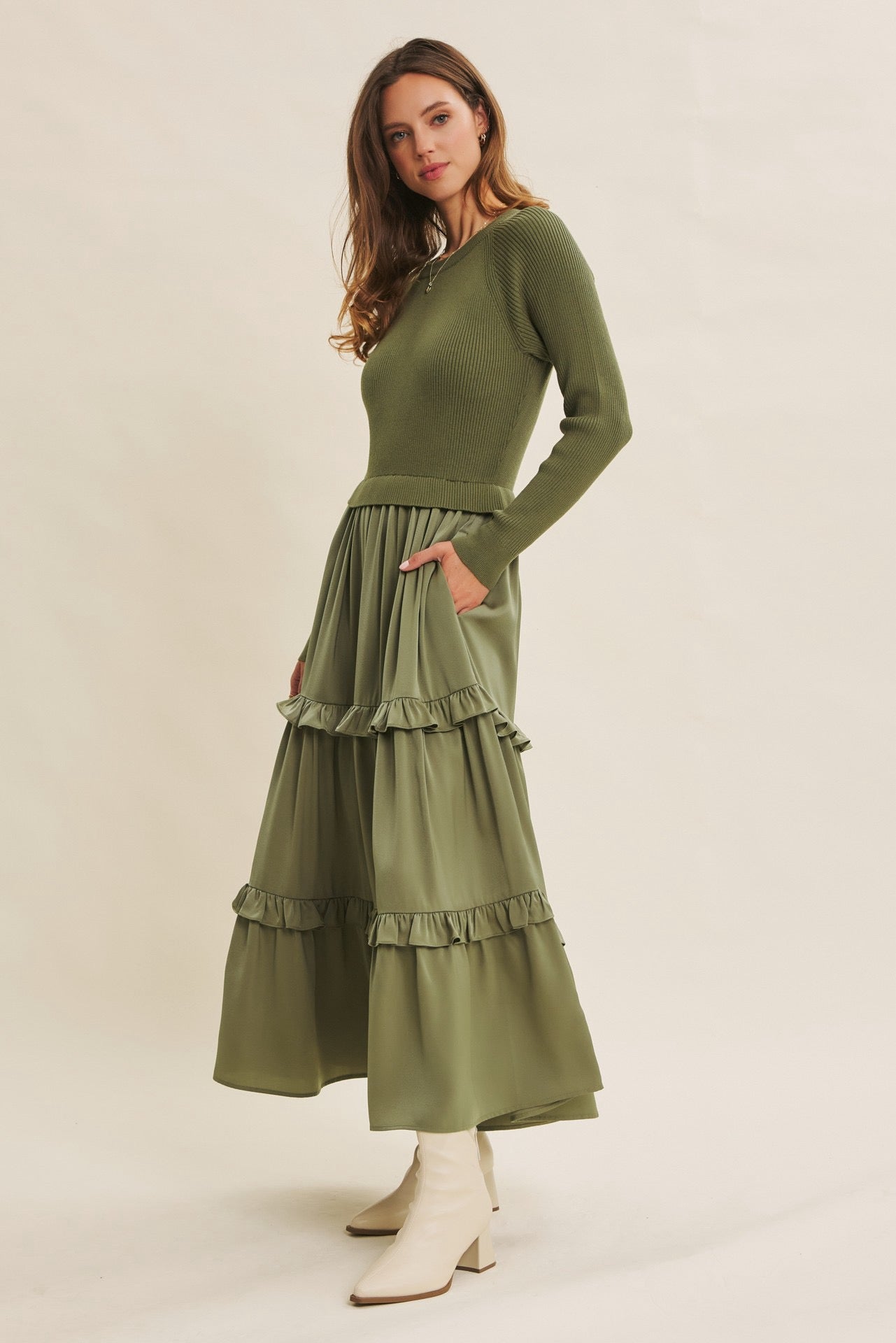 Gorgeous TwoFer Sweater with Ruffled Skirt Dress