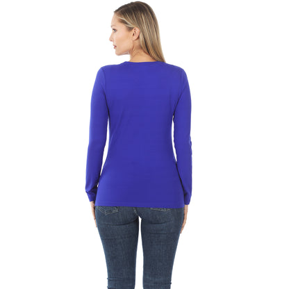 2053 BRUSHED MICROFIBER LONG SLEEVE ROUND NECK TEE Bright Blue