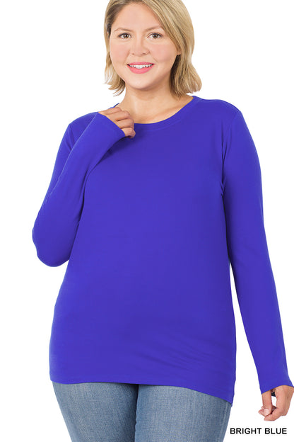 2053 BRUSHED MICROFIBER LONG SLEEVE ROUND NECK TEE Bright Blue