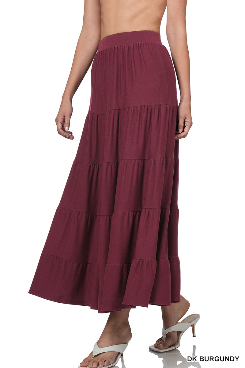 PLUS ELASTIC WAIST TIERED RUFFLE MAXI SKIRT StyleNo: #RS-8214X