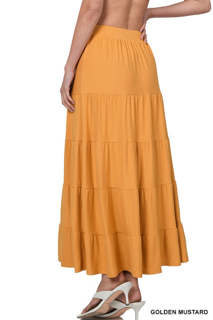 PLUS ELASTIC WAIST TIERED RUFFLE MAXI SKIRT StyleNo: #RS-8214X