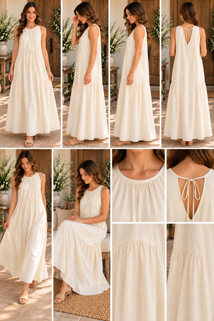 Heyson Ivory Tiered Maxi Dress with Pockets lifestyle view 7