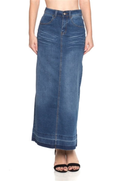 Be-Girl 86319-M Long Denim Jean Maxi Skirt