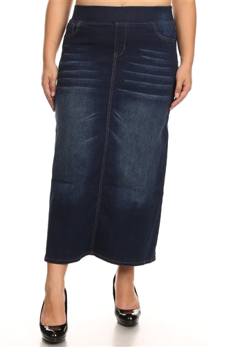 Be-Girl 87241Q Ladies Dark Indigo Wash long Denim Jean skirt