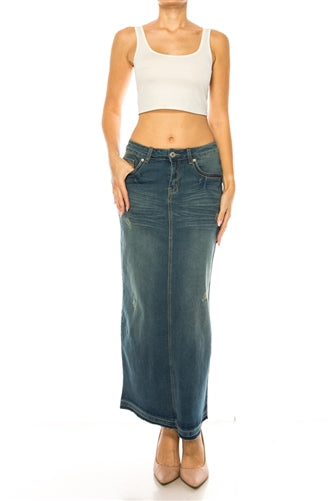 Be-Girl 88009B Women's Vintage Wash long skirt