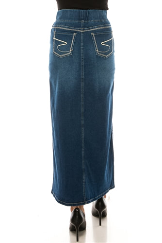 Be-Girl 88040 Ladies Indigo Wash long Denim Jean Maxi skirt