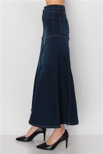 Be-Girl 89063 Dark Indigo Wash Long Maxi Skirt