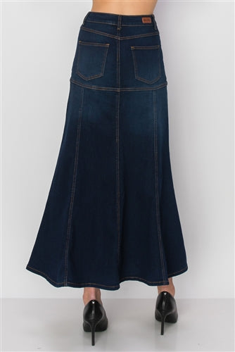 Be-Girl 89063 Dark Indigo Wash Long Maxi Skirt