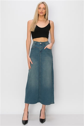 Be-Girl SG-89064 Vintage Wash Women's long Maxi skirt