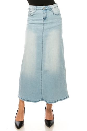 Be-Girl 89103 Lightwash Straight Jean Denim Maxi Skirt