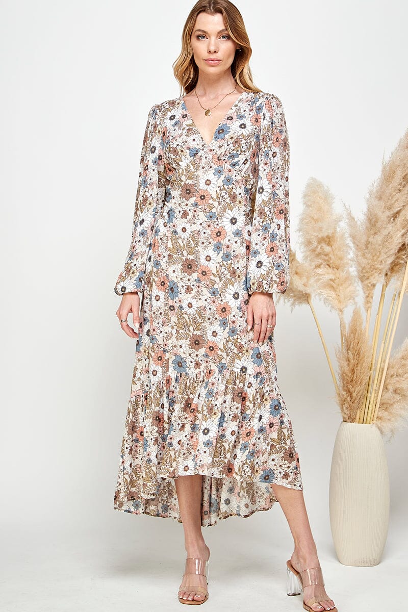 Meadow Romance Floral High-Low Maxi Dress