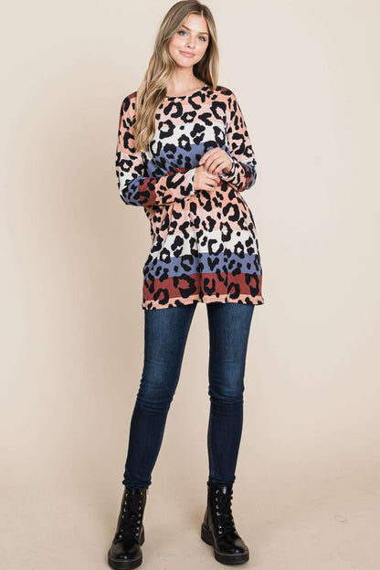 TL1654 ANIMAL PRINT LONG SLEEVE TOP