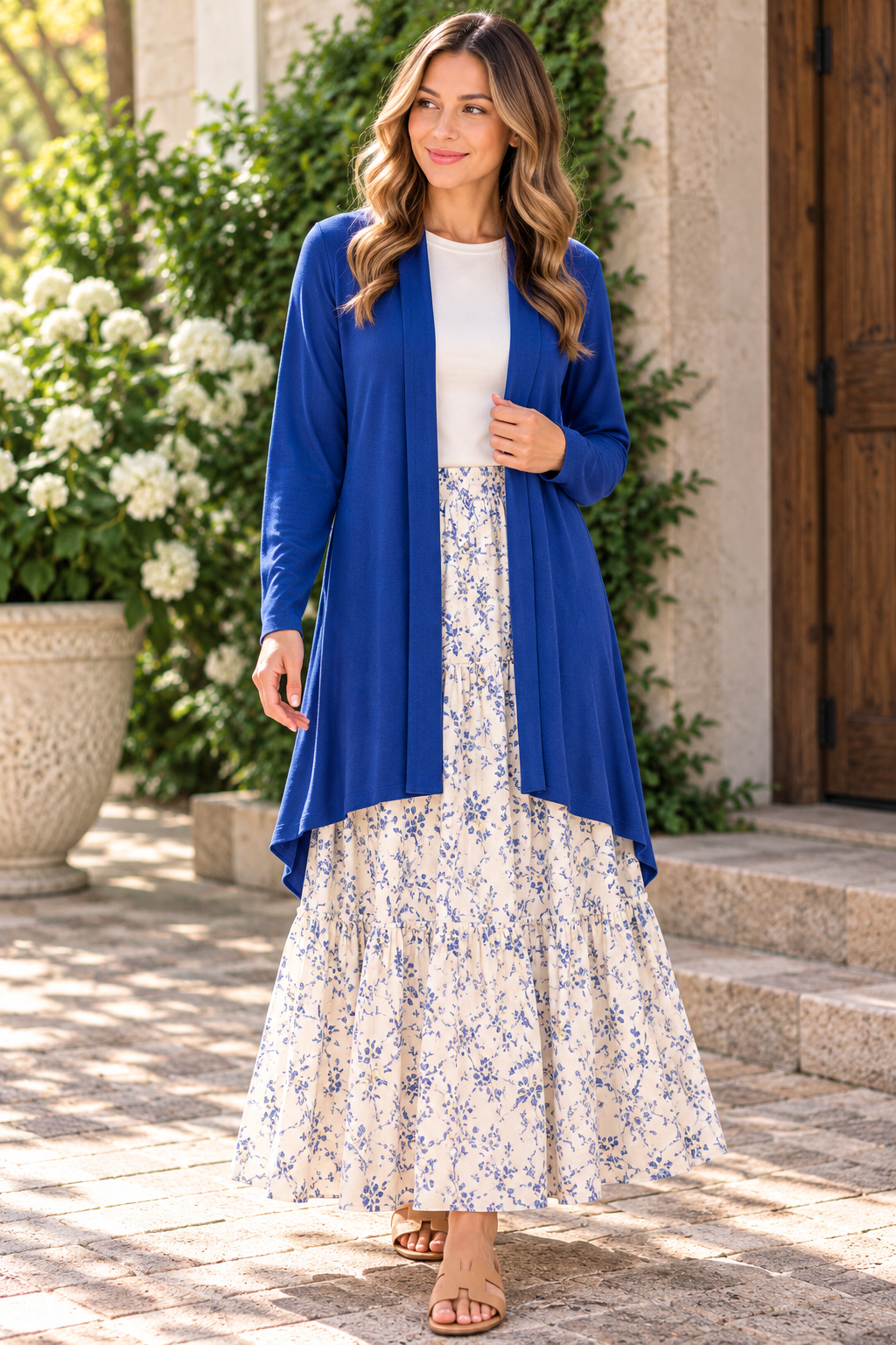 Royal Blue Long Sleeve Layering Cardigan