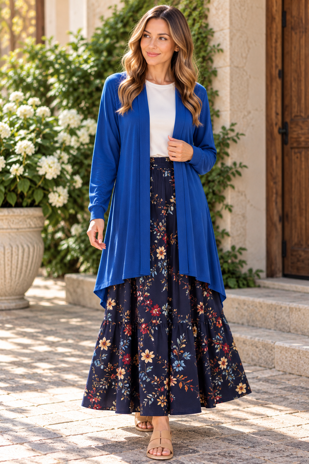 Royal Blue Long Sleeve Layering Cardigan