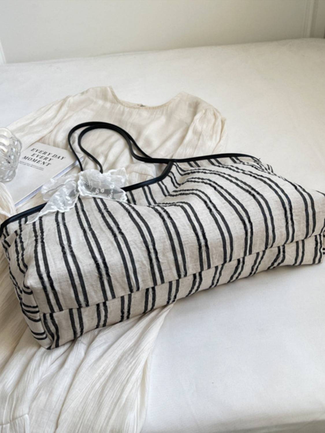 Striped Canvas Tote Bag