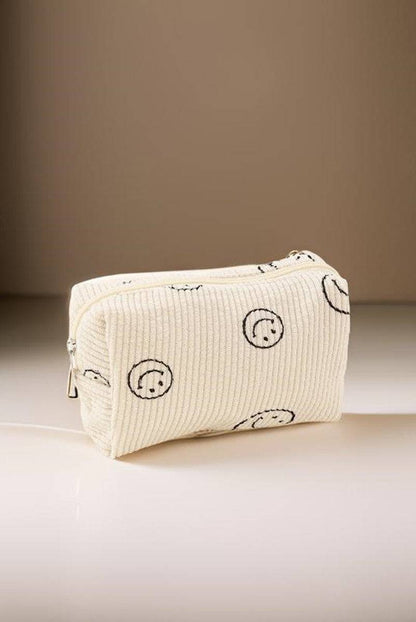 Zenana Smiley Face Corduroy Cosmetic Pouch