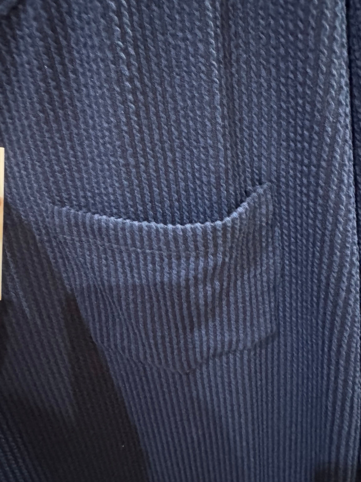 Andree navy ribbed chest pocket detail
