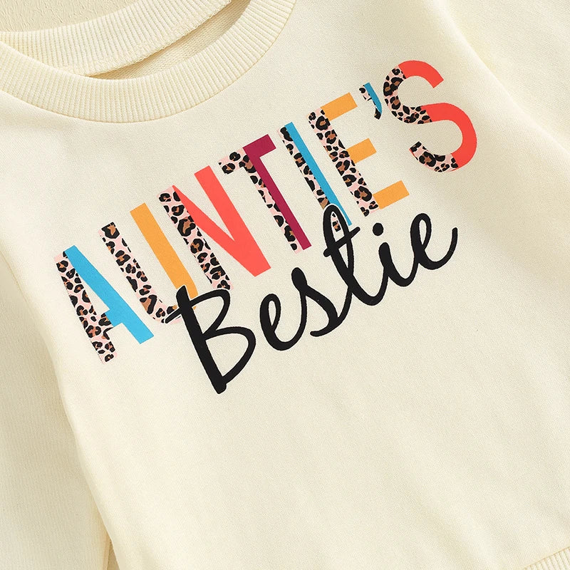Baby girl toddler pullover top by August + Willow with beige color, letter print, crew neck, long sleeves, casual style for 6-12 months.