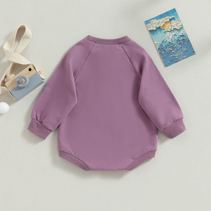Baby girls and boys burgundy long sleeve bodysuit by August + Willow, solid crew neck jumpsuit for fall outfits.