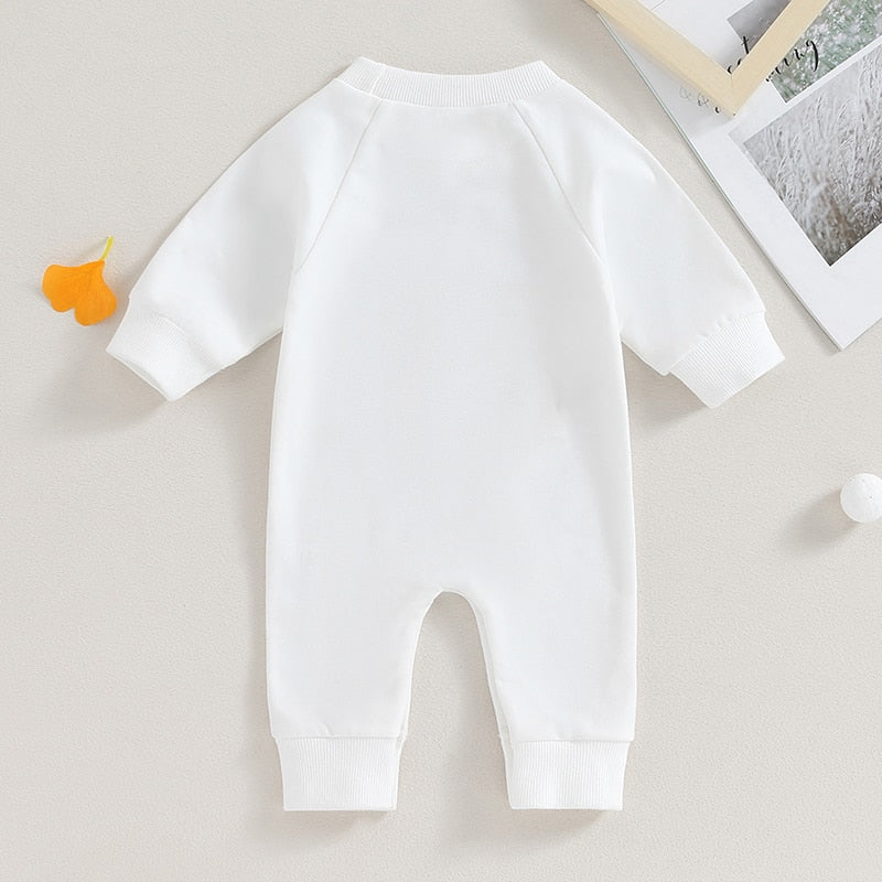 Baby toddler romper by August + Willow featuring western bull head and letter print, long sleeves, perfect for fall.