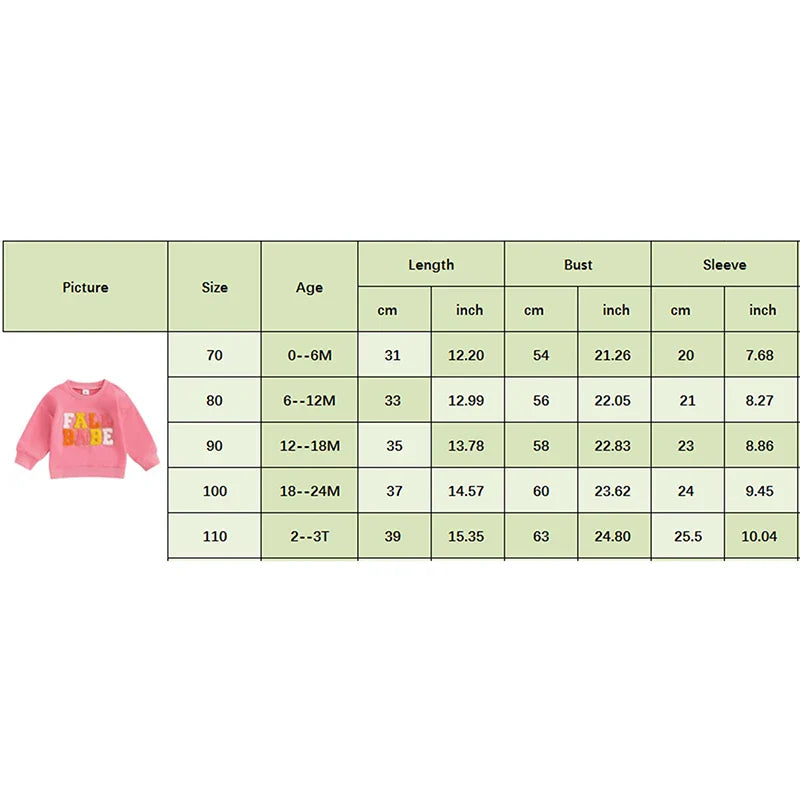 Pink fall crewneck top for baby and toddler girls and boys by August + Willow, with embroidered letters and long sleeves.