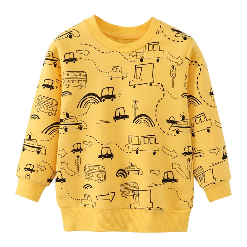 Toddler kids sweatshirts from August + Willow featuring rainbow, panda, car, and pineapple designs in autumn styles for ages 2-7 years.