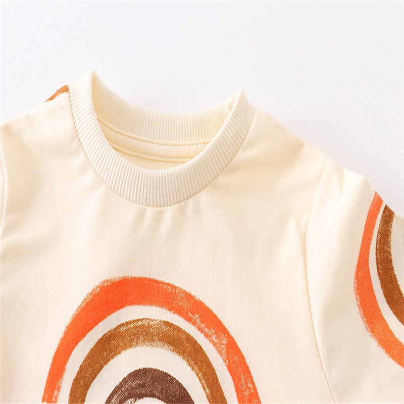 Toddler kids' sweatshirts by August + Willow featuring rainbow, panda, car, and pineapple designs for autumn wear.