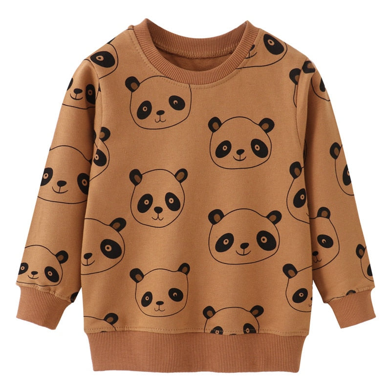 Toddler kids sweatshirts by August + Willow featuring rainbow, panda, car, and pineapple designs in autumn styles for 2-7 years old.